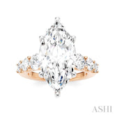1 1/5 Ctw Marquise Shape Round Cut Diamond Semi-Mount Engagement Ring in 14K Rose and White Gold